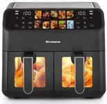WHEELYOU Hei&szlig;luftfritteuse 9L, 2000W Doppelkammer-Airfryer mit 2&times;4,5L K&ouml;rben &