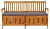 vidaXL Gartenbank, Truhenbank mit Kissen 148 cm Massivholz Akazie