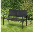 Outsunny Gartenbank f&uuml;r 2 Personen, bis 240 kg Belastbar, Schwarz, 122 x 60 x 85cm