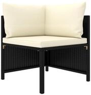 vidaXL Sofa, 4-Sitzer-Gartensofa mit Auflagen Schwarz Poly Rattan