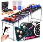 KESSER Spieltisch Bier Pong Tisch, Spiel-Set mit Kartenspiel, LED, 100 Becher &...