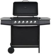 vidaXL Gasgrill Gasgrill mit 6 Flammen Stahl Schwarz