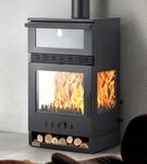 Teba Therm Kaminofen mit Backfach Panorama Kamin 3 Scheiben Glas TKS 15 Holzofen
