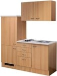 Flex-Well Pantryk&uuml;che Nano, Gesamtbreite 160 cm, mit Einbau-K&uuml;hlschrank, Kochfeld
