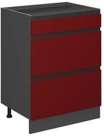 Vicco Unterschrank R-Line Rot/Anthrazit, 60cm J-Shape, mit Schubladen ohne