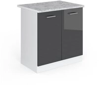 Vicco Unterschrank R-Line, Anthrazit Hochglanz/Wei&szlig;, 80 cm, AP Marmor (1-St)