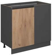 Vicco Eckunterschrank R-Line, Goldkraft Eiche/Anthrazit, 86 cm J-Shape, ohne