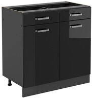 Vicco Unterschrank R-Line, Schwarz Hochglanz/Anthrazit, 80 cm ohne Arbeitsplatte