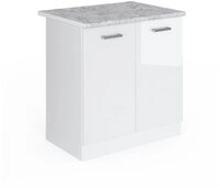 Vicco Unterschrank R-Line, Wei&szlig; Hochglanz/Wei&szlig;, 80 cm, AP Marmor (1-St)