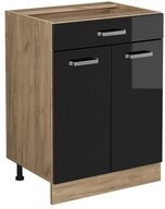Vicco Unterschrank R-Line, Schwarz Hochglanz/Goldkraft Eiche, 60 cm mit...