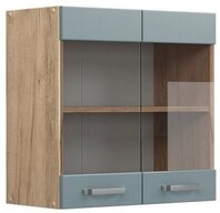 Vicco Glash&auml;ngeschrank R-Line, Blau-Grau/Goldkraft Eiche, 60 cm (1-St)