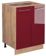 Vicco Unterschrank Fame-Line, Bordeaux Hochglanz/Eiche, 60 cm ohne Arbeitsplatte