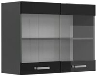 Vicco Glash&auml;ngeschrank R-Line, Schwarz Hochglanz/Anthrazit, 80 cm (1-St)