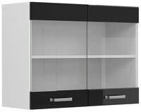 Vicco Glash&auml;ngeschrank R-Line, Schwarz Hochglanz/Wei&szlig;, 80 cm (1-St)