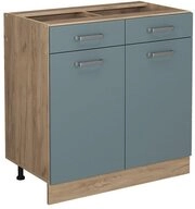 Vicco Unterschrank R-Line, Blau-Grau/Goldkraft Eiche, 80 cm ohne Arbeitsplatte...
