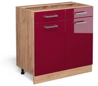 Vicco Unterschrank R-Line, Rot Hochglanz/Goldkraft Eiche, 80 cm ohne...