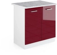 Vicco Unterschrank R-Line, Rot Hochglanz/Wei&szlig;, 80 cm, AP Marmor (1-St)
