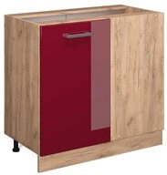 Vicco Eckunterschrank R-Line, Rot Hochglanz/Goldkraft Eiche, 86 cm ohne...