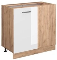 Vicco Eckunterschrank R-Line, Wei&szlig; Hochglanz/Goldkraft Eiche, 75.6 cm, AP Anthrazit
