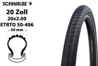 Schwalbe Fahrradreifen 20 Zoll SCHWALBE Big Apple 20x2.0 Performance RaceGuard...