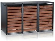 Zelsius M&uuml;lltonnenbox Set f&uuml;r drei M&uuml;lltonnen, RAL 7016, T&uuml;r in...