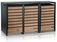 Zelsius M&uuml;lltonnenbox Set f&uuml;r drei M&uuml;lltonnen, Anthrazit RAL 7016, T&uuml;r in