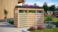 Karibu M&uuml;lltonnenbox M&uuml;lltonnenunterstand 3 mit Hochbeet, naturbelassen oder