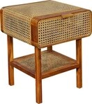SIT Nachtkonsole ROMANTEAKA aus Teak mit Wiener Geflecht & Klappe, Luftiges