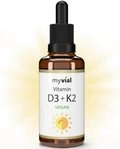 myvial Pflanzliches Vitamin D3 + K2 Komplex - 50ml - hochdosierte Tropfen, 1.000