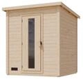 Karibu Saunahaus Karibu 38 mm Saunahaus Melo 2 naturbelassen mit Ofen 9 kW, Saunieren