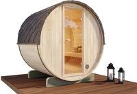 FinnTherm Fasssauna Mini XS, BxTxH: 199 x 160 x 215 cm, 42 mm, in Naturbelassen Inkl.