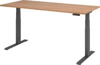 HAMMERBACHER Schreibtisch Sitz-Steh-Schreibtisch elektrisch 180x80cm Nussbaum/Silber