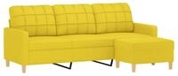 vidaXL Sofa 3-Sitzer-Sofa mit Hocker Hellgelb 180 cm Stoff