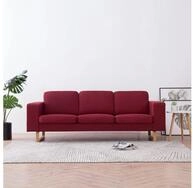 vidaXL Sofa, 3-Sitzer-Sofa Stoff Weinrot
