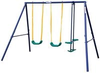MUWO Schaukelkombination MUWO Spielger&uuml;st mit 2 Schaukeln und Wippe, Spielturm mit 2