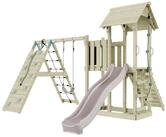 OutdoorToys Spielturm Far&ouml;, aus Holz in Altrosa mit Kinderschaukel & Rutsche,