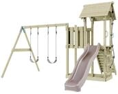 OutdoorToys Spielturm Uppsala, aus Holz in Altrosa mit Kinderschaukel & Rutsche