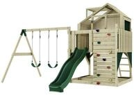 OutdoorToys Spielturm Lasse, aus Holz in Dunkelgr&uuml;n mit Kinderschaukel & Rutsche,