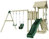 OutdoorToys Spielturm Uppsala, aus Holz in Dunkelgr&uuml;n mit Babyschaukel &...