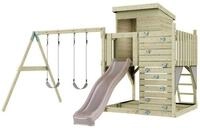 OutdoorToys Spielturm Bj&ouml;rn, aus Holz in Altrosa mit Kinderschaukel & Rutsche,