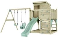 OutdoorToys Spielturm Bj&ouml;rn, aus Holz in Mintgr&uuml;n mit Babyschaukel & Rutsche,