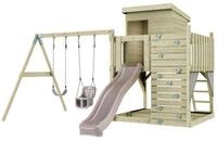 OutdoorToys Spielturm Bj&ouml;rn, aus Holz in Altrosa mit Babyschaukel & Rutsche,