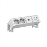 Bachmann DESK2 ALU WHITE 2xCEE7/3 1xUSB A/C 22W 0,2m GST18 Steckdosenleiste
