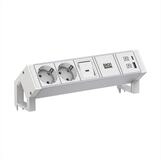 Bachmann DESK2 ALU WHITE 2xCEE7/3 1xSchalter 1xUSB A/C 22W 0,2m Steckdosenleiste