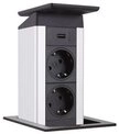 Evoline 2-Fach Steckdose + 1 USB Port Push Edelstahloptik mit Push-Funktionn
