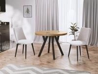 WFL GROUP Esstisch Twixy ausziehbar rund modern mit schwarzen Holzbeinen (MADE...