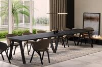 Endo-Moebel Esstisch Lungo XXL 130-405 cm, Metallgestell, ausziehbar,...
