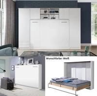 QMM TraumM&ouml;bel Schrankbett Wandbett HB 140x200 mit 2 Schr&auml;nken & Aufsatz