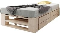 sunnypillow Palettenbett M2 aus Holz mit Lattenrost und 2 Bettk&auml;sten, 120 x 200 cm +