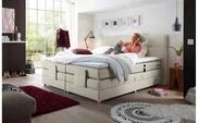 Bega Consult Boxspringbett Boxspringbett Manolo 2 in Stoff creme mit Motor...
